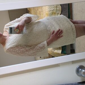 Sharagano cream lace overlay dress